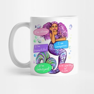 Positive Affirmations African American mermaid inspirational Mug